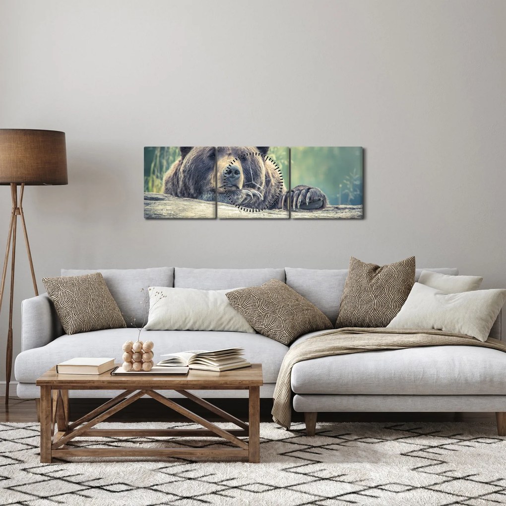 Tablou cu urs (cu ceas) (90x30 cm)
