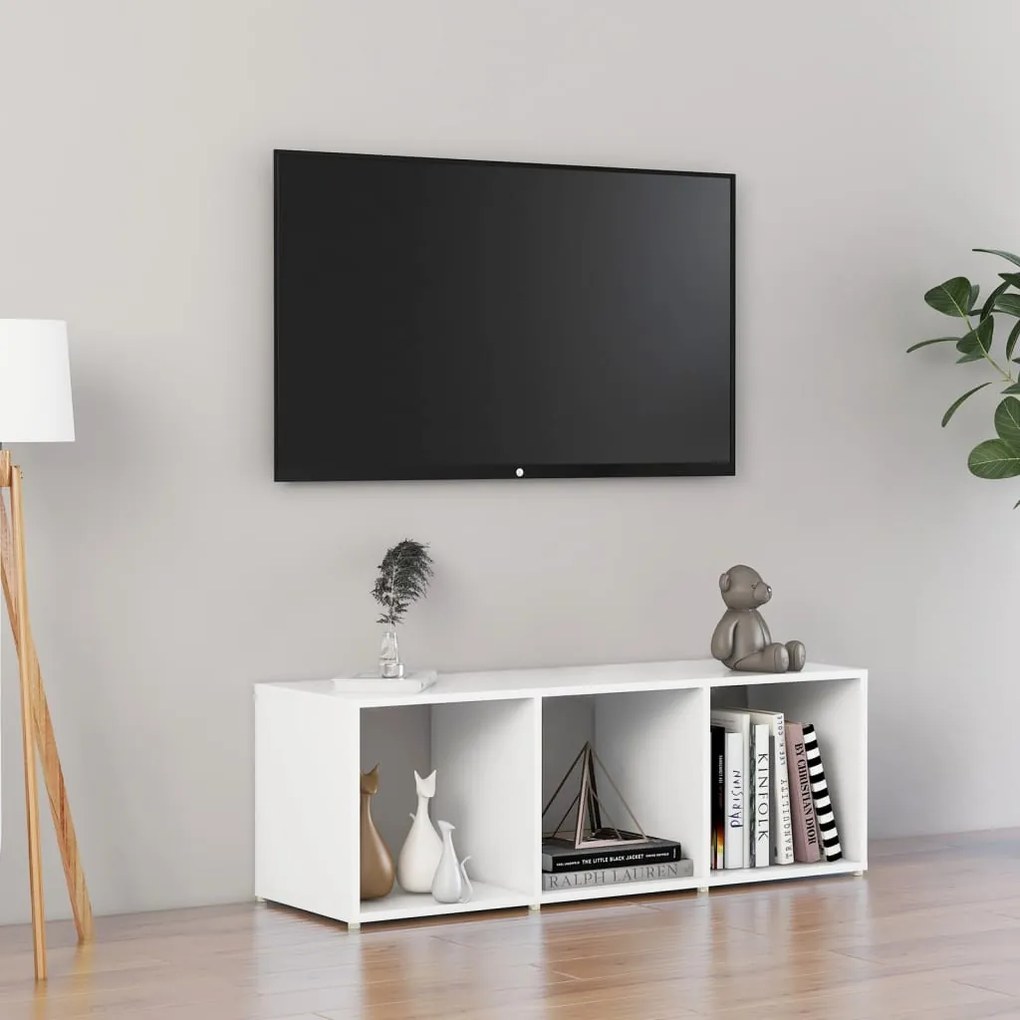 vidaXL Comodă TV, alb, 107x35x37 cm, PAL