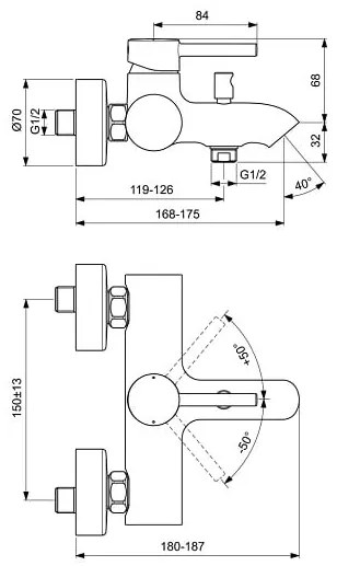 Baterie cada Ideal Standard Ceraline, monocomanda, diverter, negru mat - BC199XG