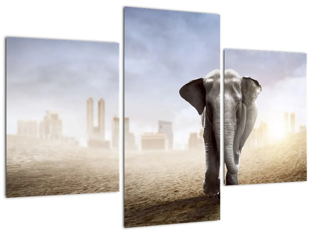 Tablou - Elefanți în oraș (90x60 cm)