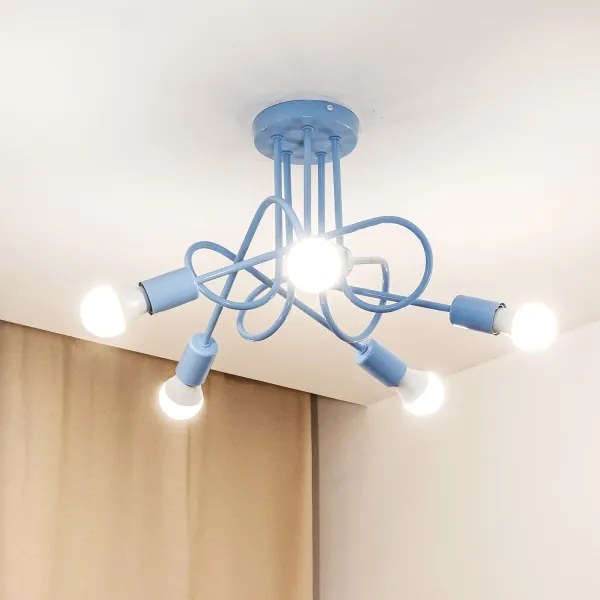 Lustră de tavan aplicată OXFORD 5xE27/15W/230V albastru