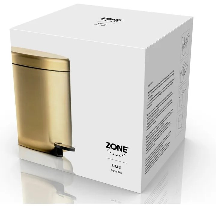 Coș de gunoi alămiu cu pedală din oțel inoxidabil 4 l Ume Brass – Zone