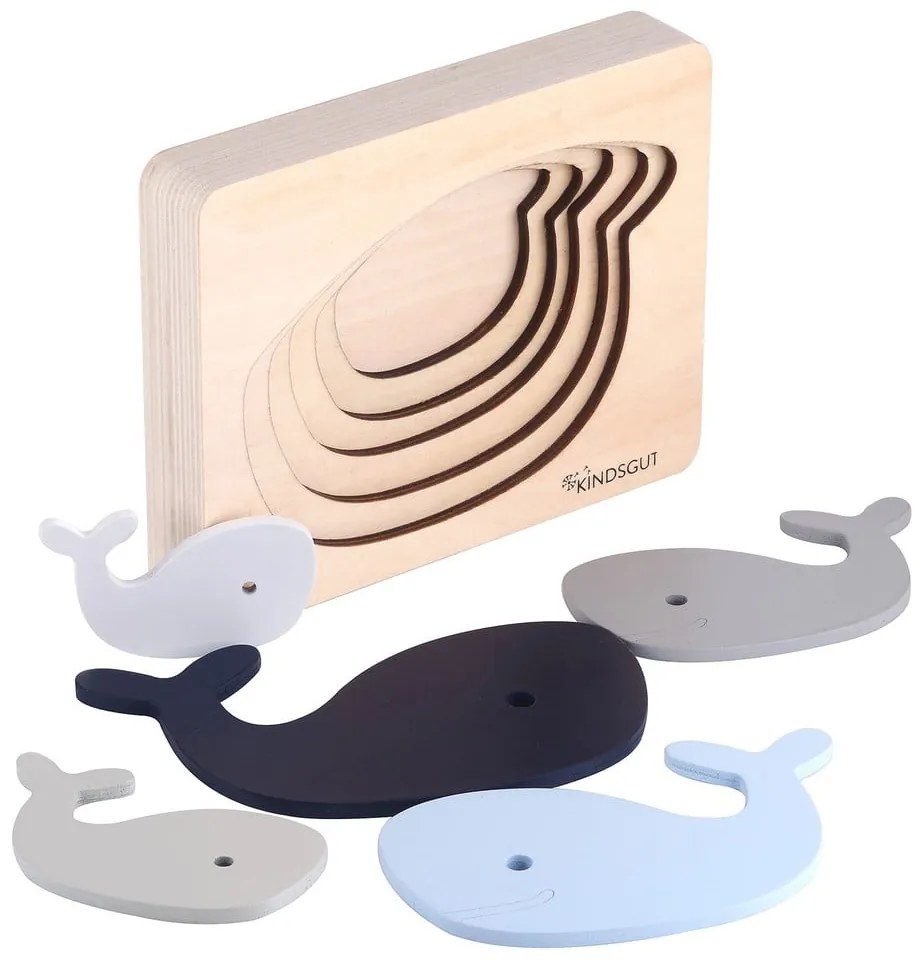 Puzzle de inserat din lemn Whale – Kindsgut