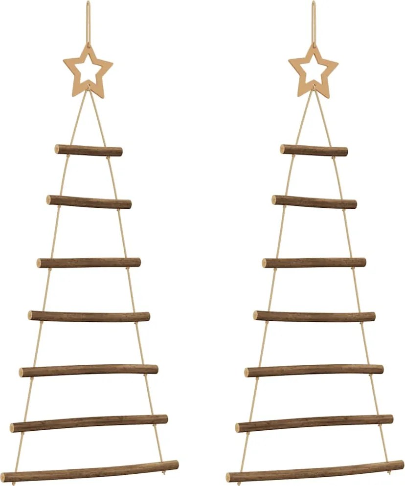 vidaXL Bradi de Crăciun suspendați cu stele în vârf, 2 buc., 42x90 cm, crenguță naturală