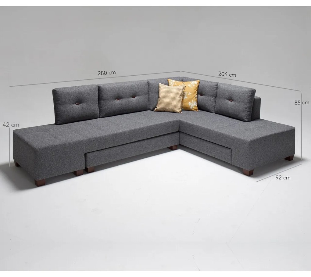 Coltar extensibil Manama Right, Balcab Home, 206x282 cm, gri