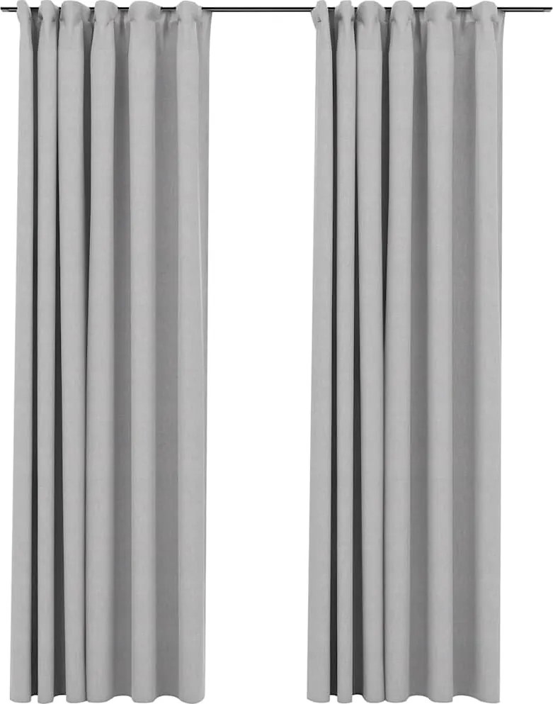 vidaXL Perdele opace aspect pânză, cârlige 2 buc. gri taupe 140x245 cm