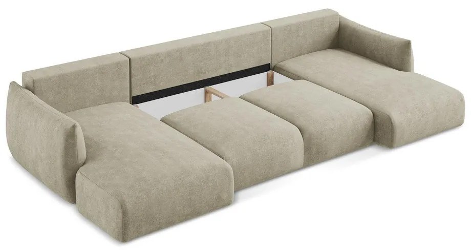 Colțar bej extensibil cu tapițerie din chenille (în formă de "U") Leila – Makamii