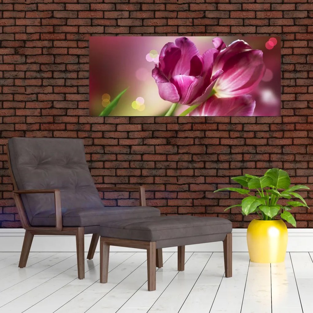 Tablou cu lalele roz (120x50 cm)