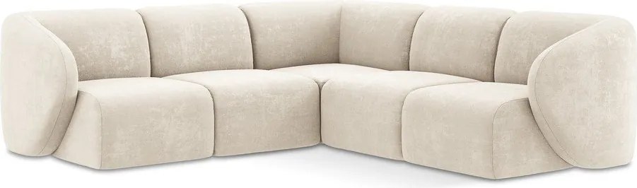 Colțar bej cu tapițerie din chenille Lani – Makamii