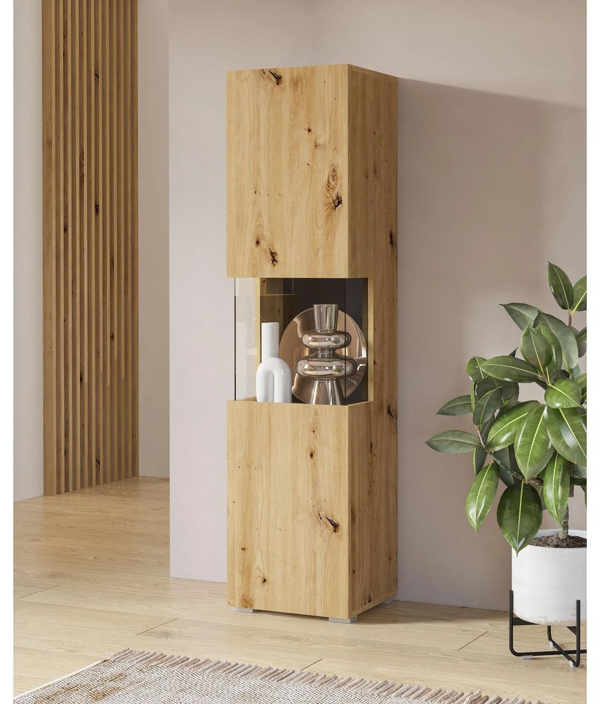 Vitrină Avernic Typ 05 (negru + Stejar artisan). 1042054