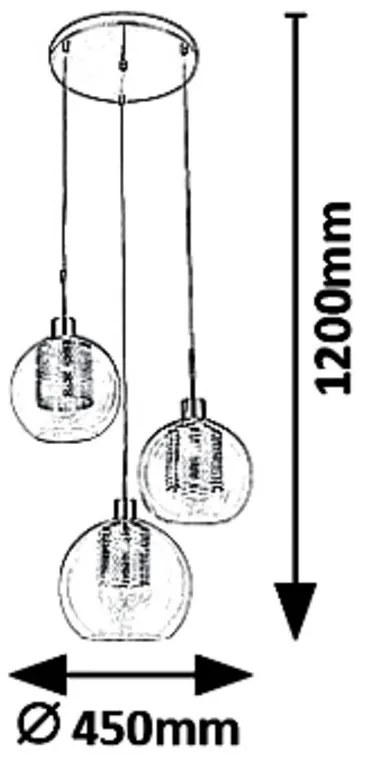 Lustra moderna cu 3 pendule din sticla Philana 6496 RX