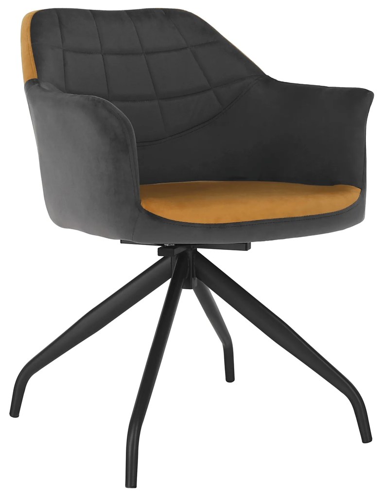 Scaun pivotant, gri, ţesătură de catifea camel / negru, RATOKO