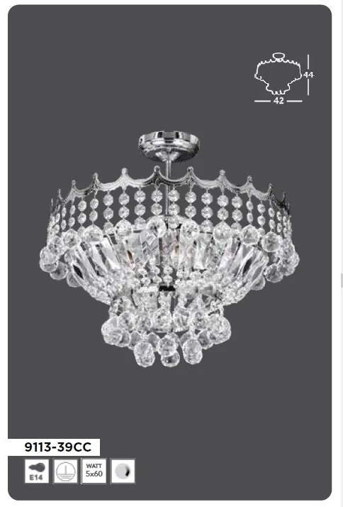 Lustra eleganta design LUX Versailles 5L crom