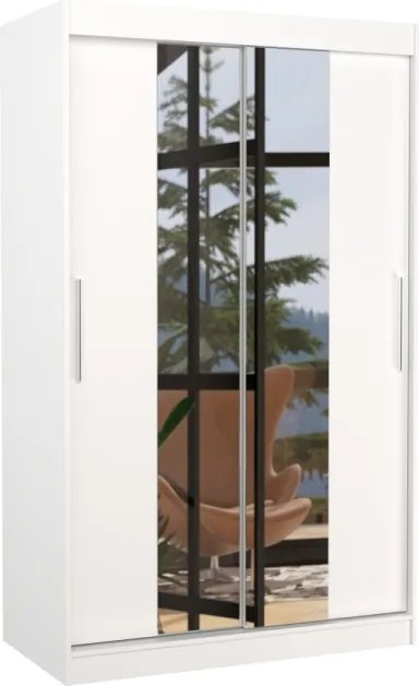 Dulap cu usi glisante si oglinda 120x200 cm, Santos, ADRK Furniture (Culoare: Trufă)