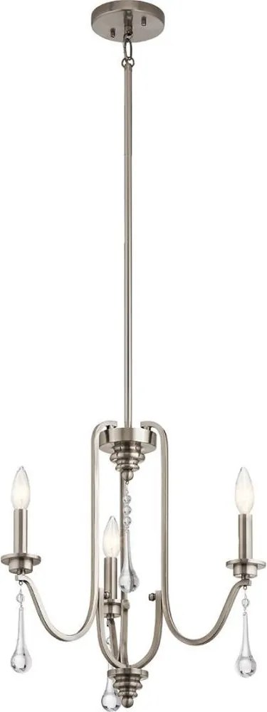Quintiesse QN-KARLEE3 - Lustru cu tijă KARLEE, 3 x E14, 60 W, 230 V, crom mat