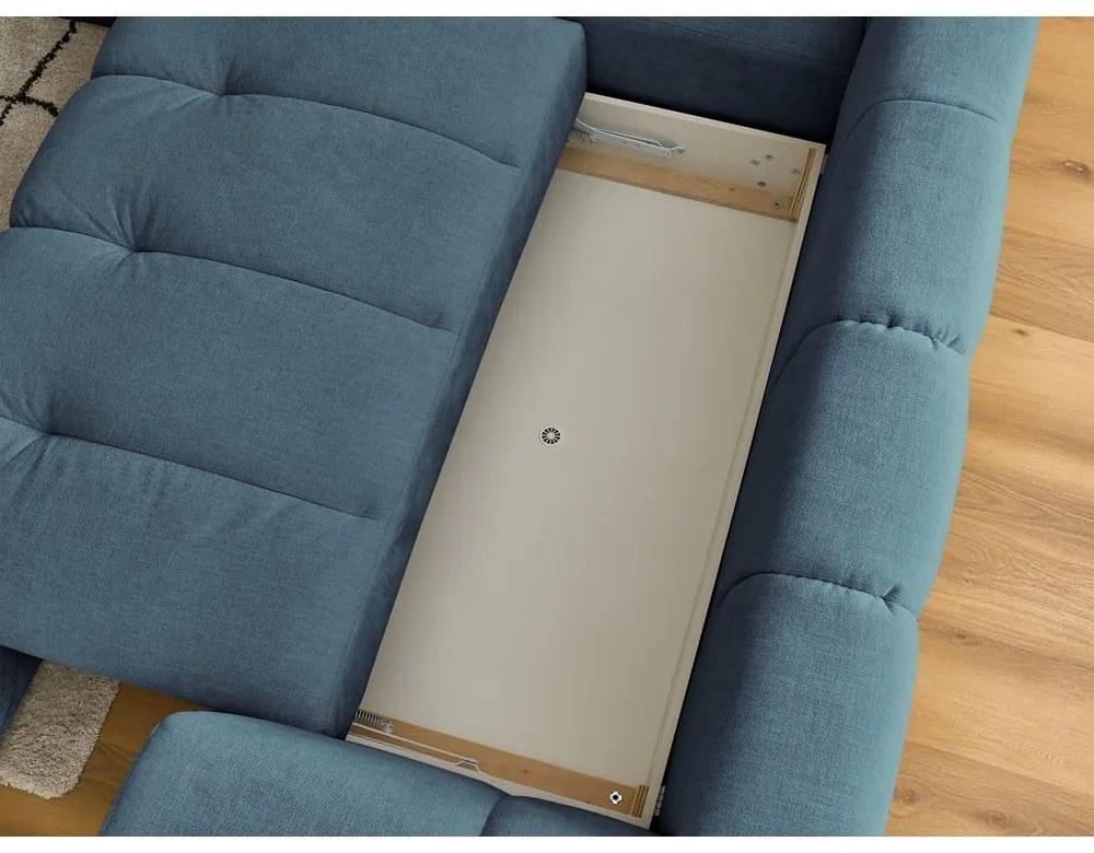 Colțar albastru extensibil/cu spațiu de depozitare (cu colț pe partea stângă/în formă de ”L”) Fuji – Bobochic Paris