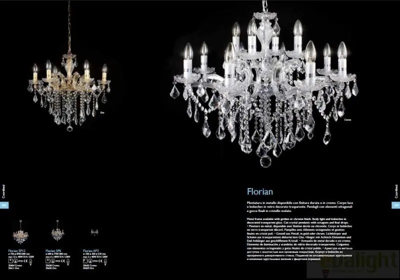 Candelabru 12 brate cristal Venezian FLORIAN SP12 ORO 035611