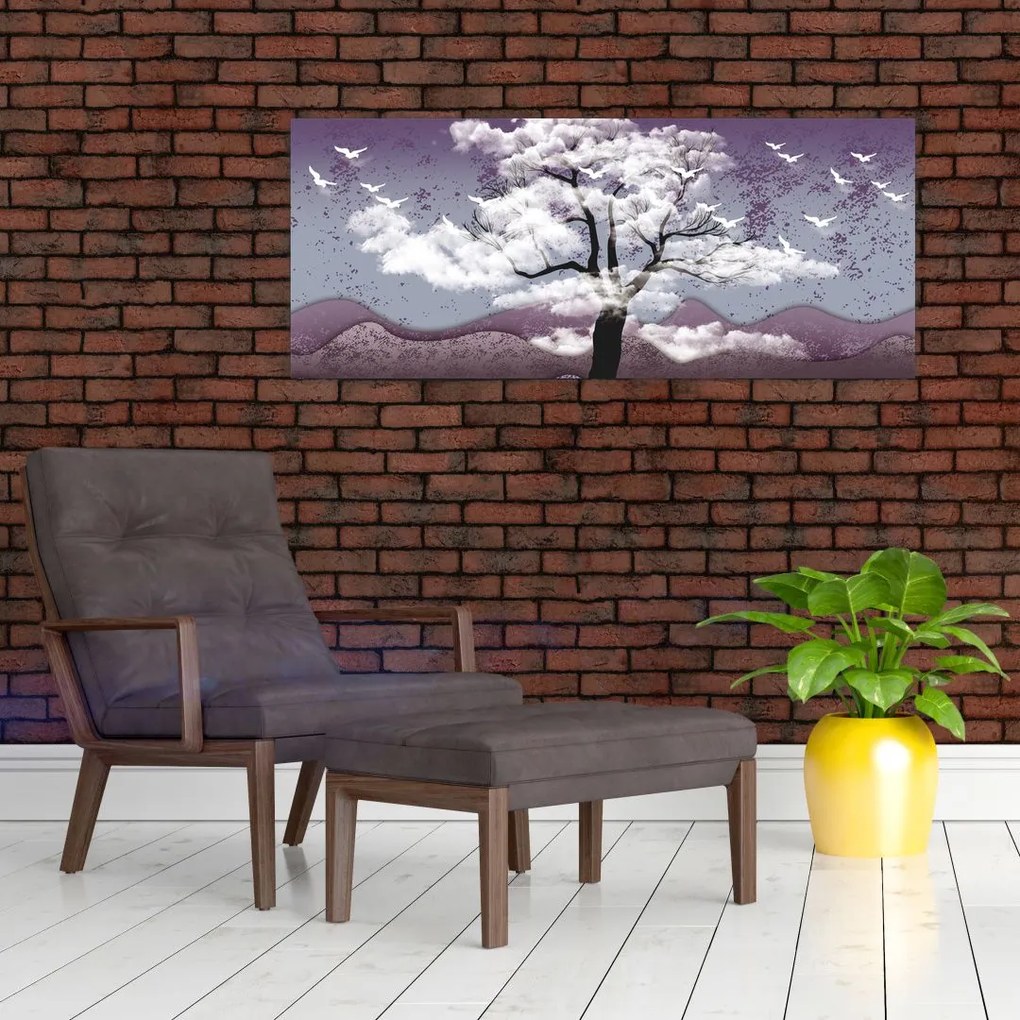 Tablou - Copac în nori (120x50 cm)