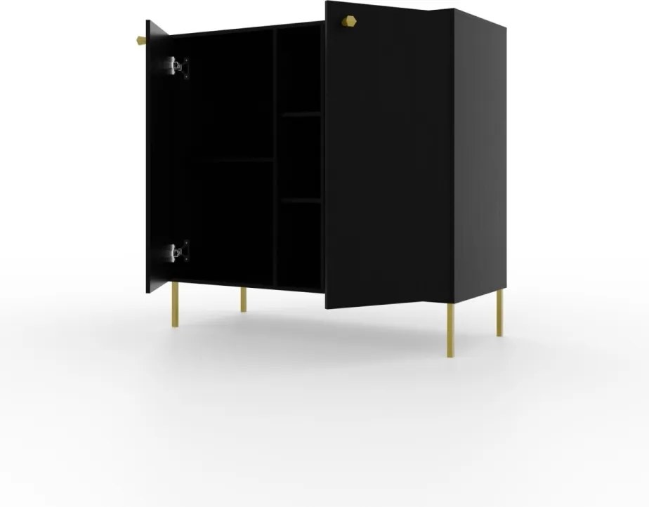 Comodă cu diua usi, 100x41x95, Tili System, ADRK Furniture (Culoare: Bej nisip / Bej nisip)