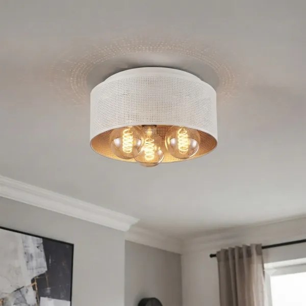 Plafonier SIRJA PLISADO 3xE27/15W/230V Ø 35 cm alb/auriu