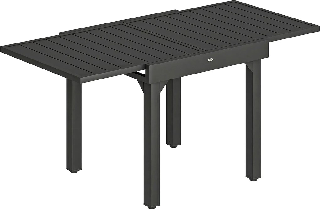 Outsunny Masă de Bucătărie Extensibilă pentru Terasă, 4-6 Persoane, 80-160 cm Masă Extensibilă din Aluminiu cu Blat din Lamele, Negru | Aosom Romania