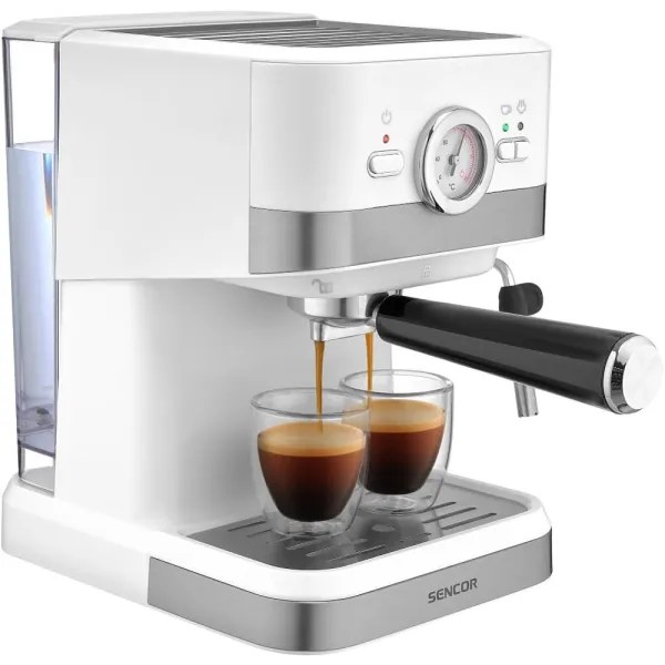 Espressor Sencor 1050W/230V alb/crom mat