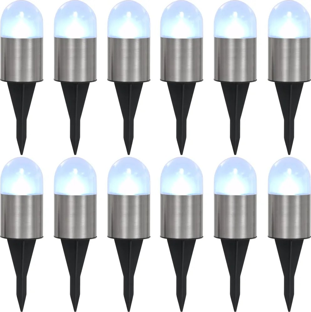 vidaXL Lămpi solare de sol, 12 buc., alb, becuri LED