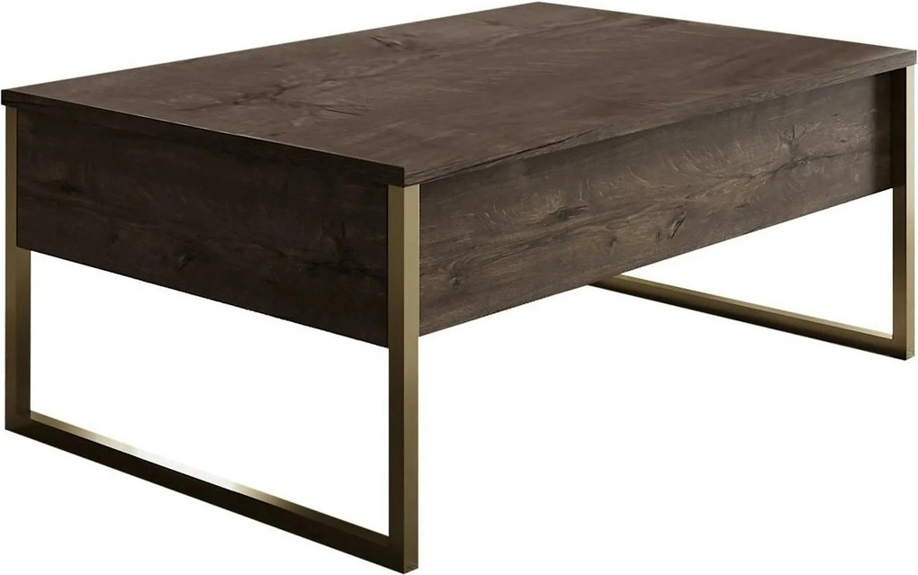 Masuta cafea Luxe, nuc/auriu, PAL/metal, 90x60x40 cm