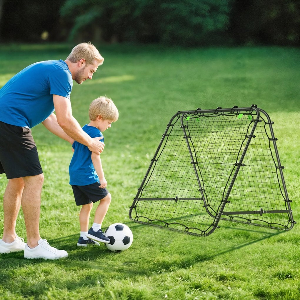 HOMCOM Plasa de fotbal pliabila din PE si oțel, cu unghi reglabil si cuie, 100x95x90 cm, albastru | Aosom Romania