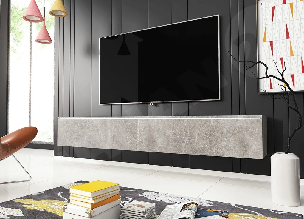 Masă TV/Dulap Dilune 180 (beton smart) (iluminat LED Alb). 1053805