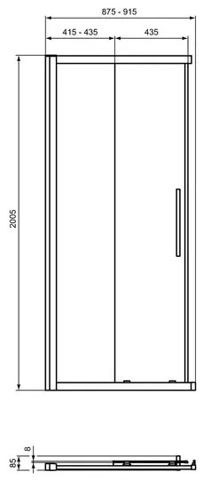 Usa de nisa culisanta Ideal Standard i.life 90 cm sticla 8 mm argintiu