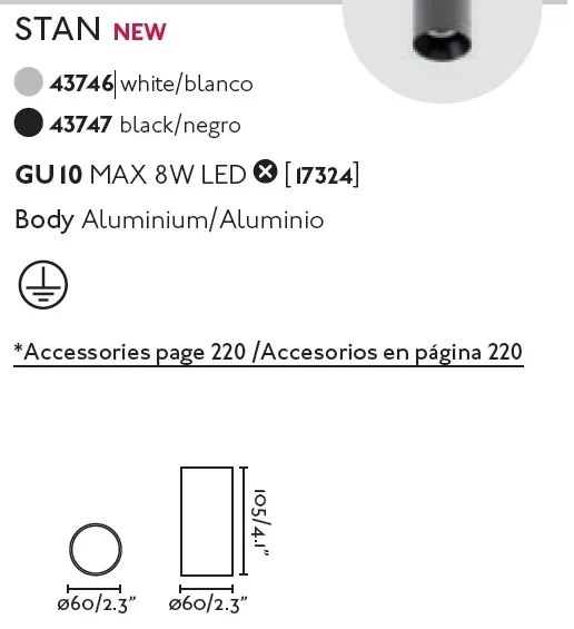 Spot aplicat pentru tavan si plafon design modern STAN alb