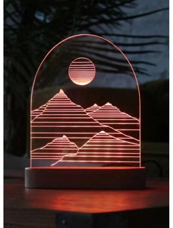 Lampa 3D LED - Noapte in munti -neagra