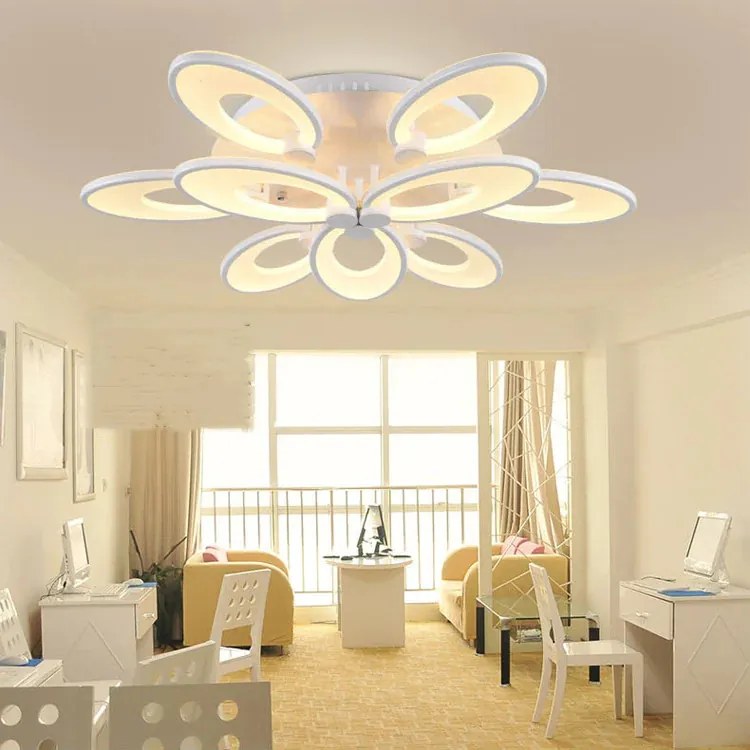 Lustra LED Cu Telecomanda, Elit's Esn M003-6+3, 132W, Alb