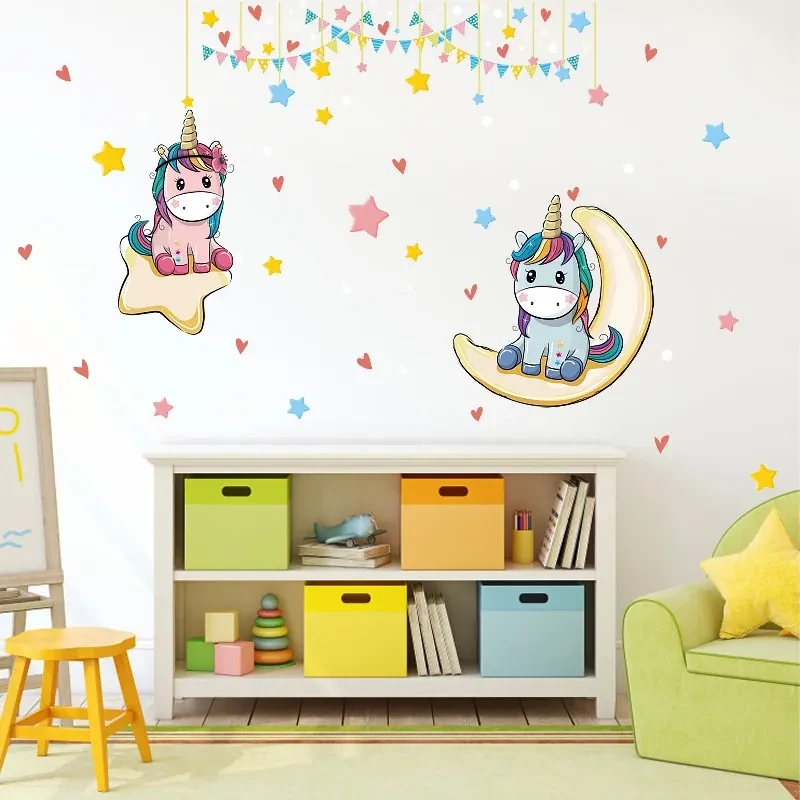 Sticker perete Unicorn pe Luna