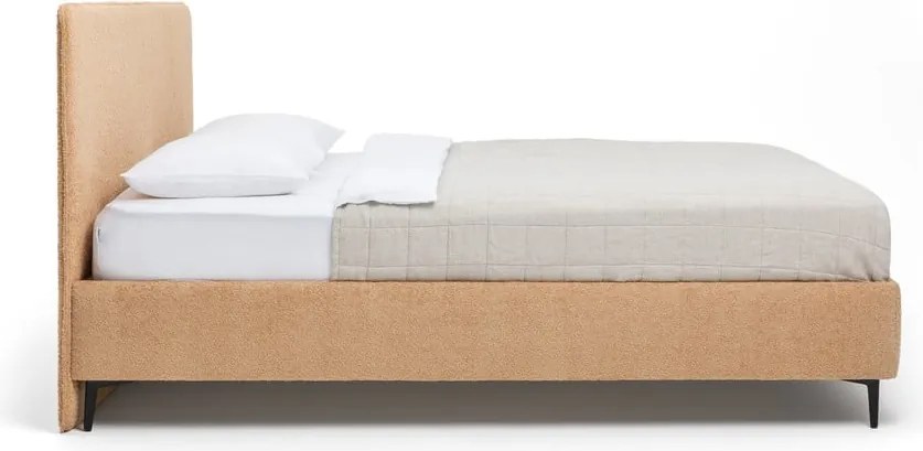 Pat dublu tapițat cu saltea și somieră 160x200 cm în culoarea muștar Noira Slim - Bonami Selection