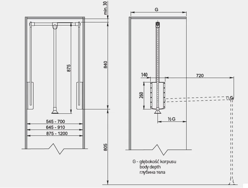 Lift haine model ST (Culoare: Antracit, Latime corp: 875-1200 mm)