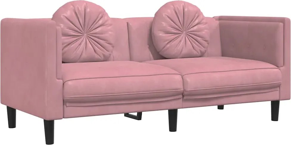 vidaXL Canapea cu perne, 2 locuri, roz, catifea