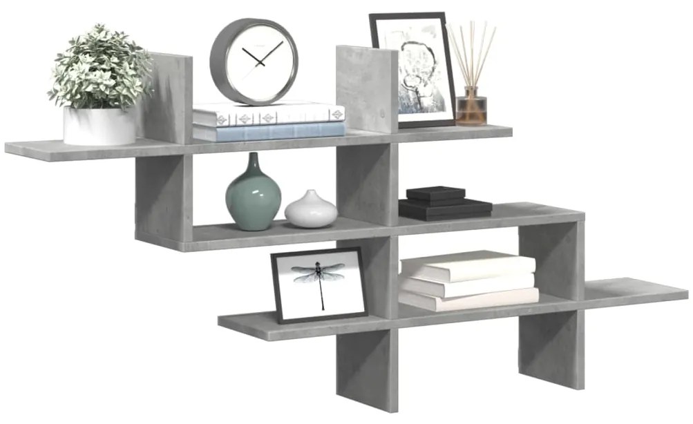 vidaXL Raft de perete, gri beton, 124,5x18x60,5 cm, lemn prelucrat