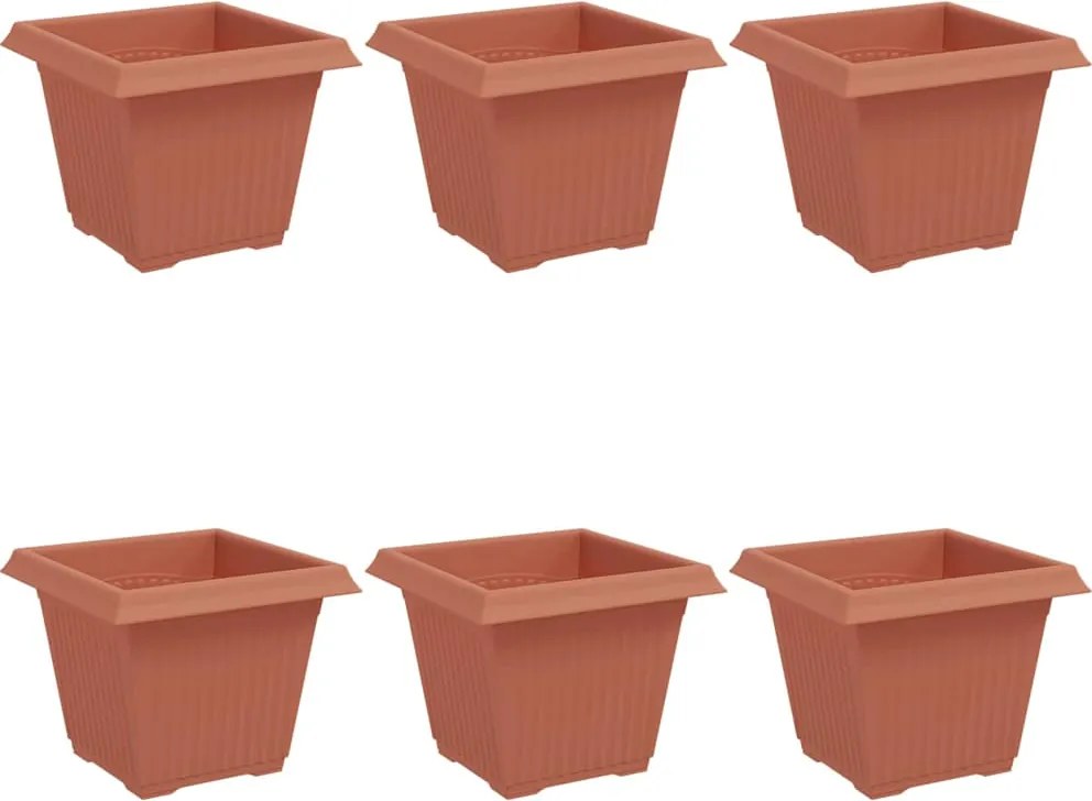 vidaXL Vază pătrată pentru flori 6 pcs Roșu cărămidă 20 x 20 x 16 cm