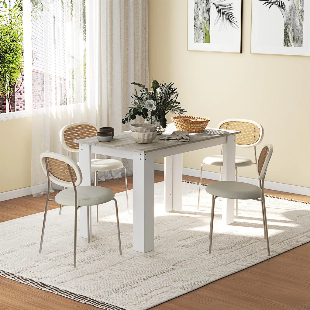 HOMCOM Masă Modernă de Dining pentru 4-6 Persoane 120x69x75 cm Gri și Alb | Aosom Romania