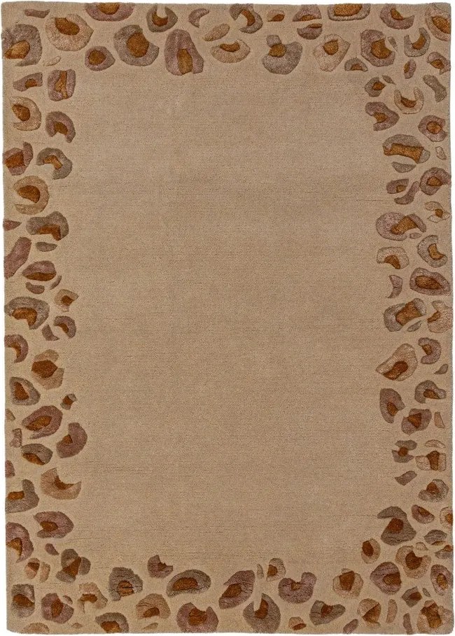 Covor în culoare naturală țesut manual din amestesc de lână 160x230 cm Leopard Frame – Flair Rugs