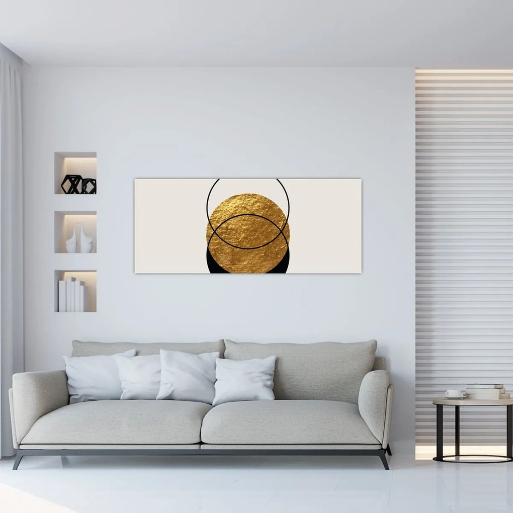 Tablou - Abstracție de aur și alb N⁰2 (120x50 cm)