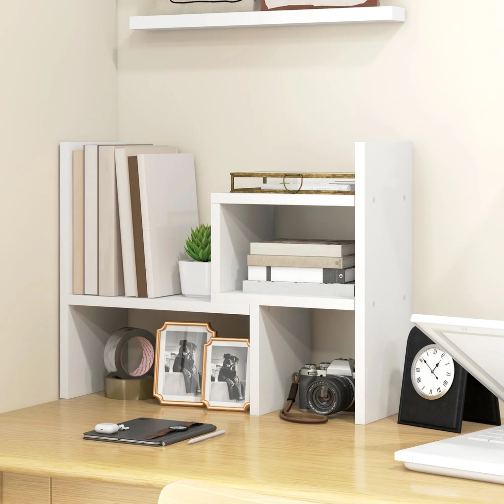 HOMCOM Raft de birou modular, organizator de birou multifuncțional, 2 piese, MDF, alb | Aosom Romania