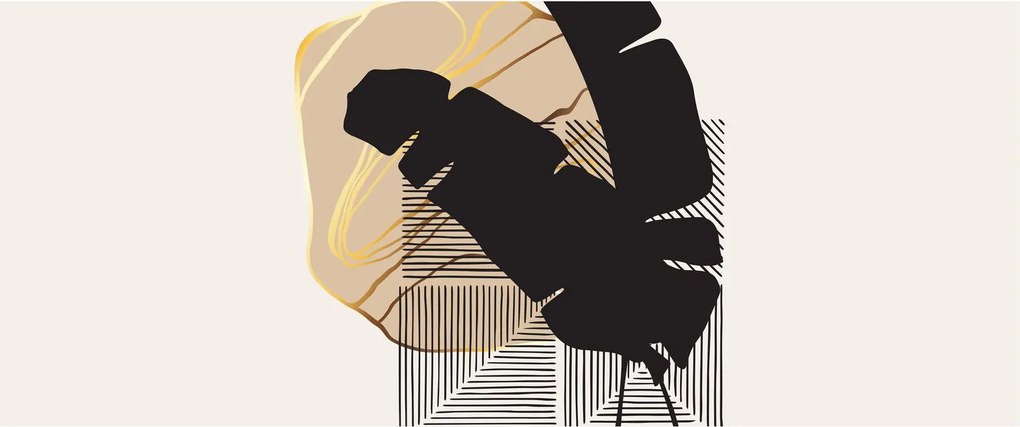 Tablou - Abstracție cu frunze tropicale N⁰4 (120x50 cm)