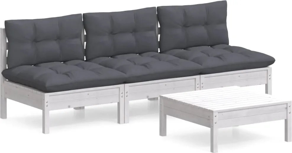 vidaXL Set mobilier grădină cu perne antracit, 4 piese, lemn de pin