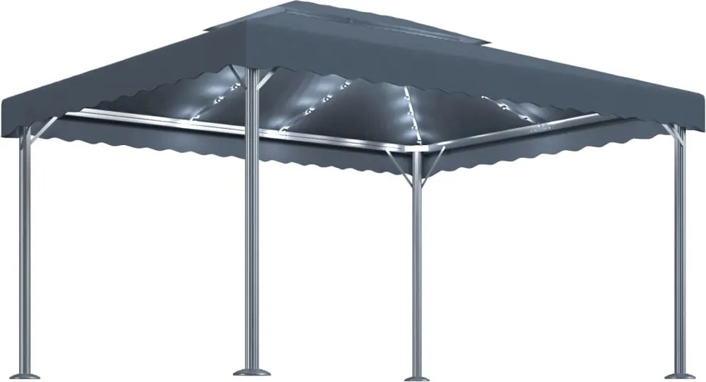 vidaXL Pavilion cu perdele& lumini LED,antracit,400x300cm aluminiu