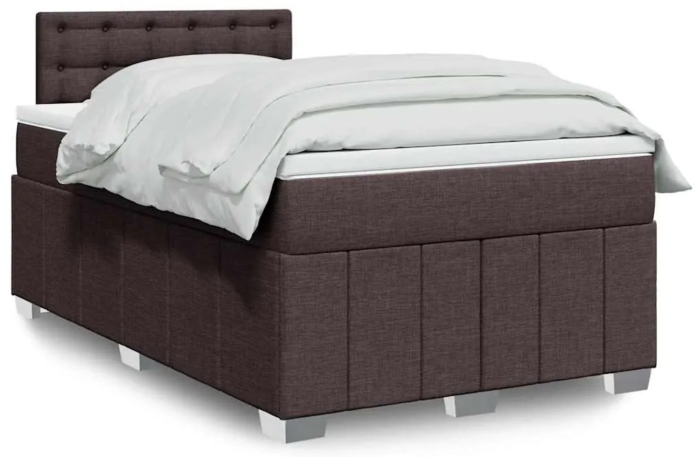 vidaXL Pat box spring cu saltea, maro închis, 120x200 cm, textil