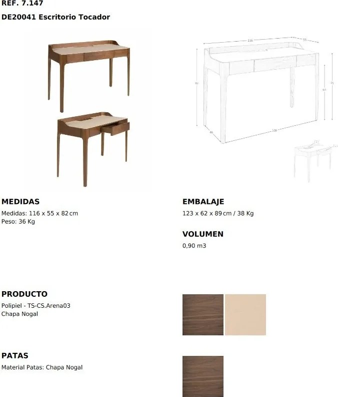 Birou deosebit design LUX Walnut-Leatherette