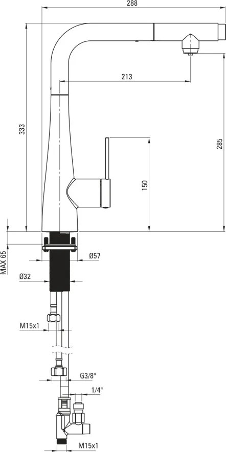 Eridan Baterie pentru bucătărie, cu kit de filtrare a apei, cu pipă extractibilă BREFC75M